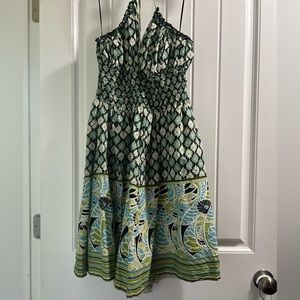 Y2K vintage halter top dress with smocked back